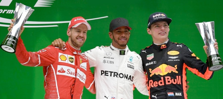 Hamilton, Vettel, and Verstappen on the podium
